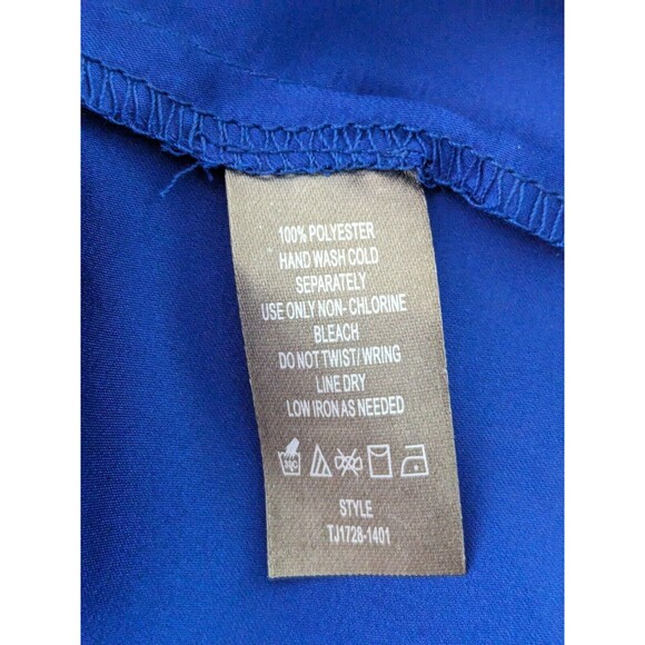 Charlie Jade Dress Womens sz S Sleeveless Maxi Blue Watercolor Faux Wrap Chiffon - Picture 16 of 16